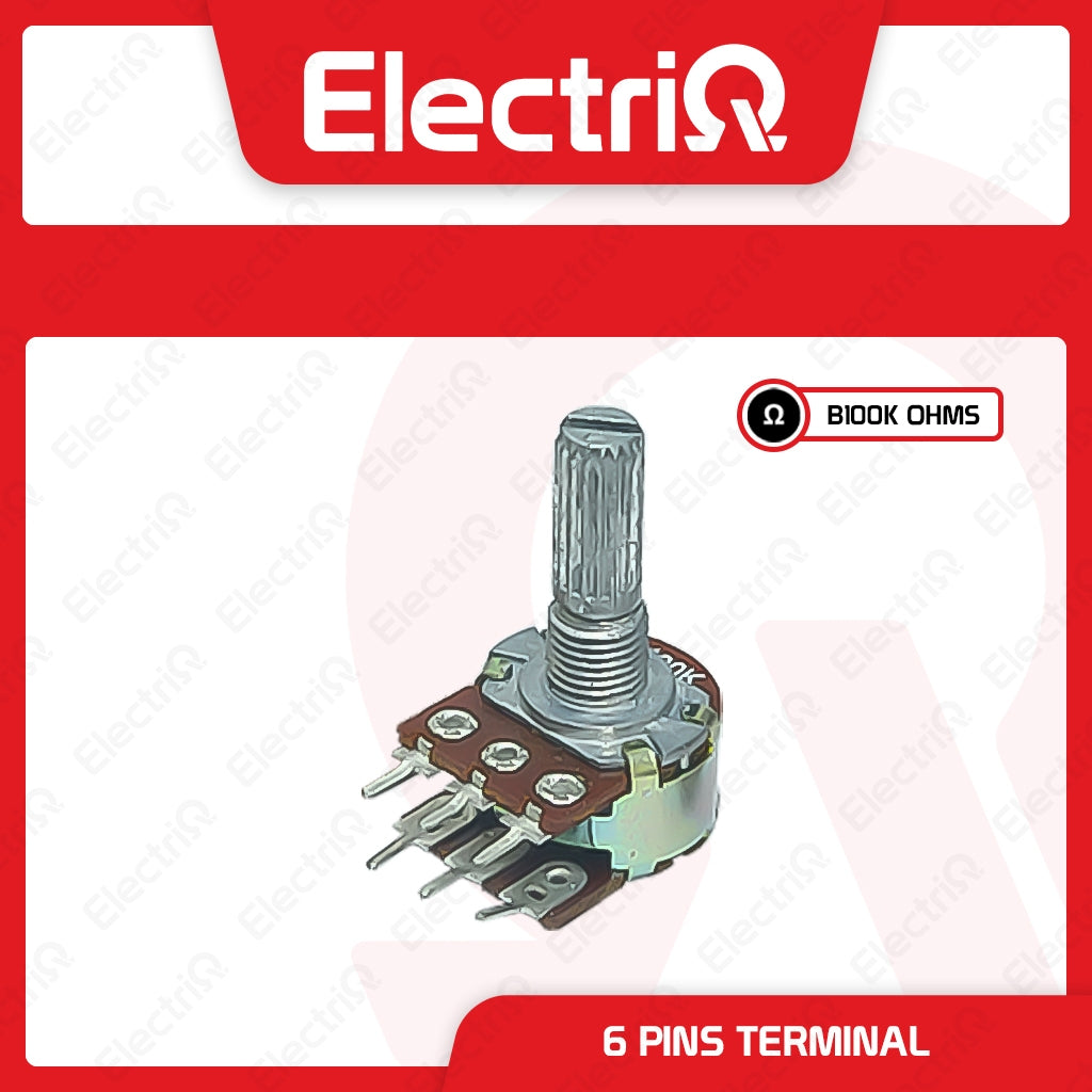Electriq Potentiometer 100K 8/6/3 Pins Stereo Universal Volume Control B100K