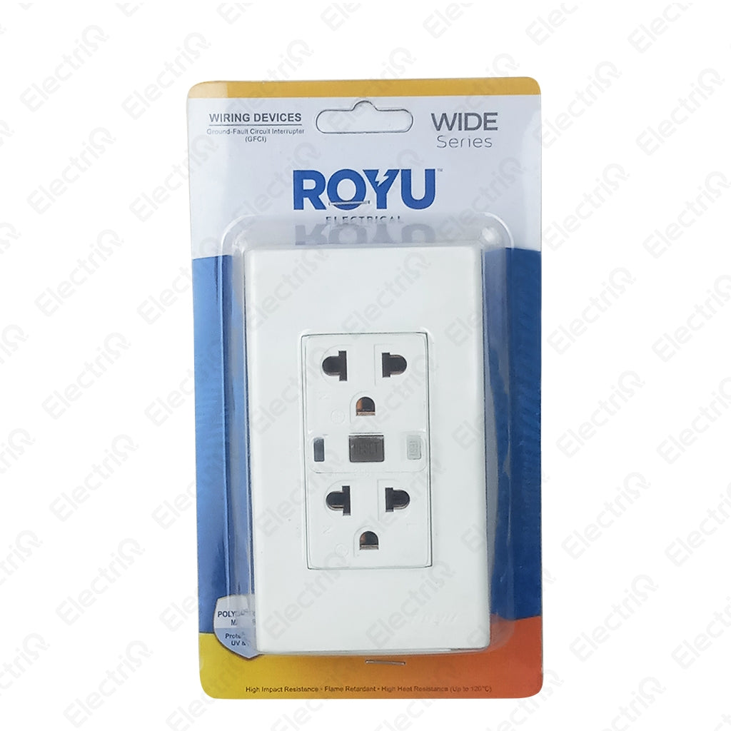 Electriq Royu Ground-Fault Circuit Interrupter 20A Duplex GFCI Outlet Set 250V Safety Outlet