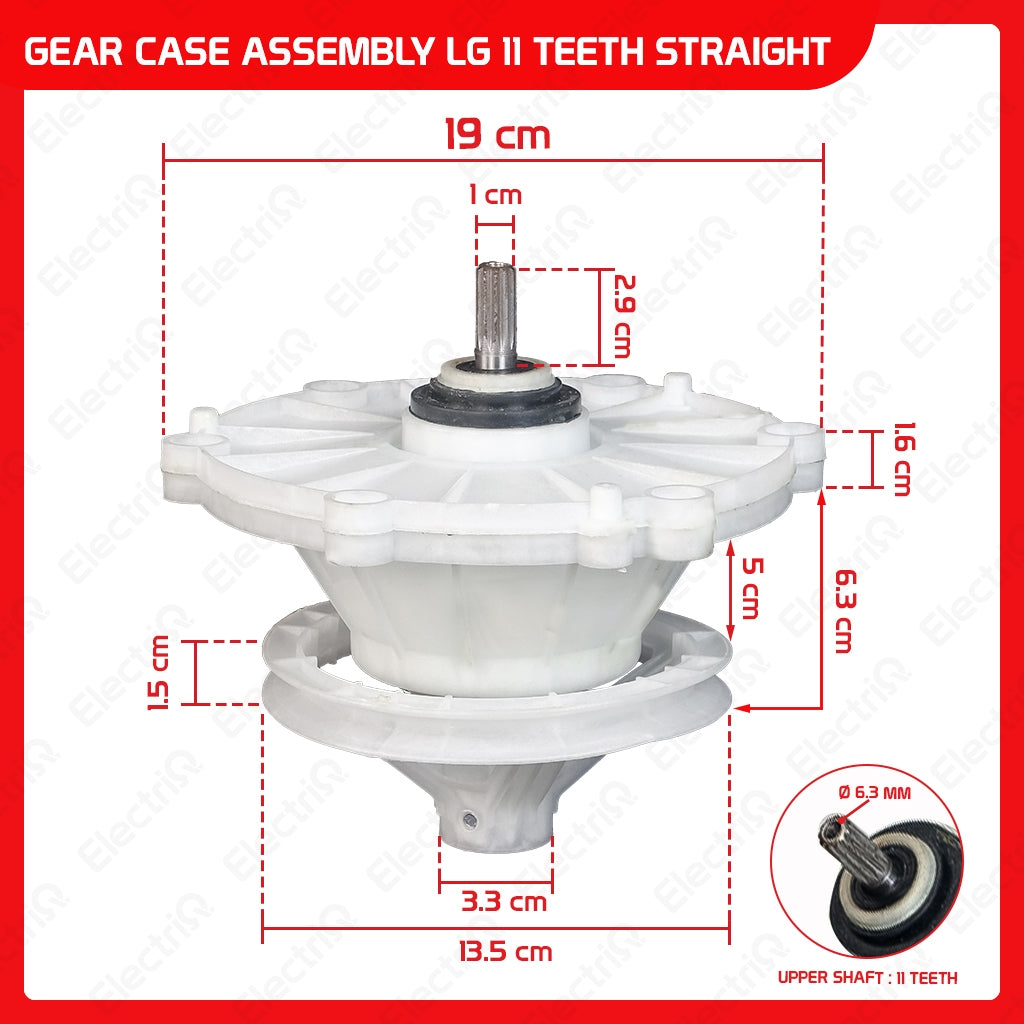 Electriq Washing Machine Gear Box Gearcase Assembly Compatible for Dowell / Sharp / Eureka / Camel / Hanabishi