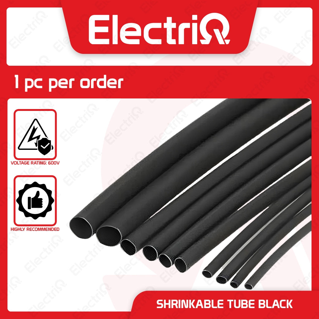 Electriq Heat Shrink Tube Black 1 Meter Cut Per Order 600V 125°C Electrical Insulation Sleeve