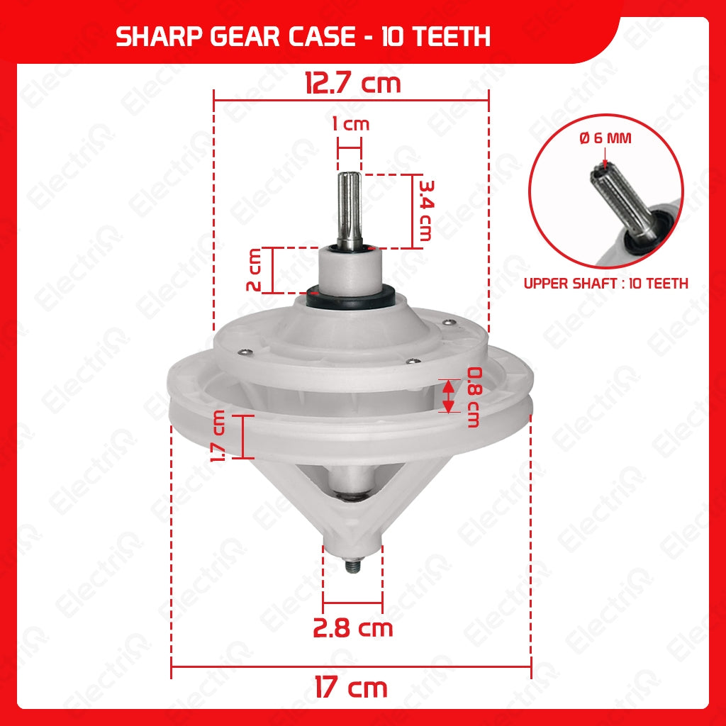 Electriq Washing Machine Gear Box Gearcase Assembly Compatible for Dowell / Sharp / Eureka / Camel / Hanabishi