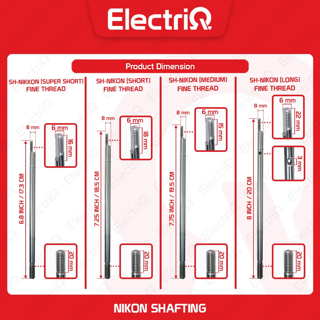 Electriq Nikon Shafting Half Moon Type 8mm Short / Medium / Long Electric Fan Spare Part