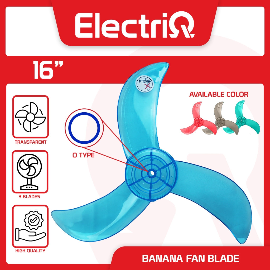 Electriq 16" Standard Banana Type Transparent Fan Blade Replacement Part