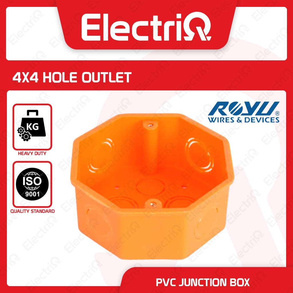 Electriq Royu PVC Junction Box Orange 4x4 Electrical Box Without Cover