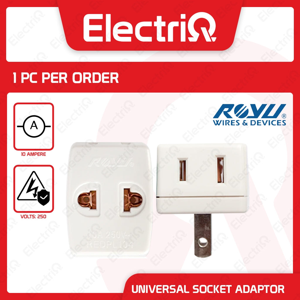 Electriq Royu Universal Socket Adapter Travel Power Plug REDPL104 10A 250V