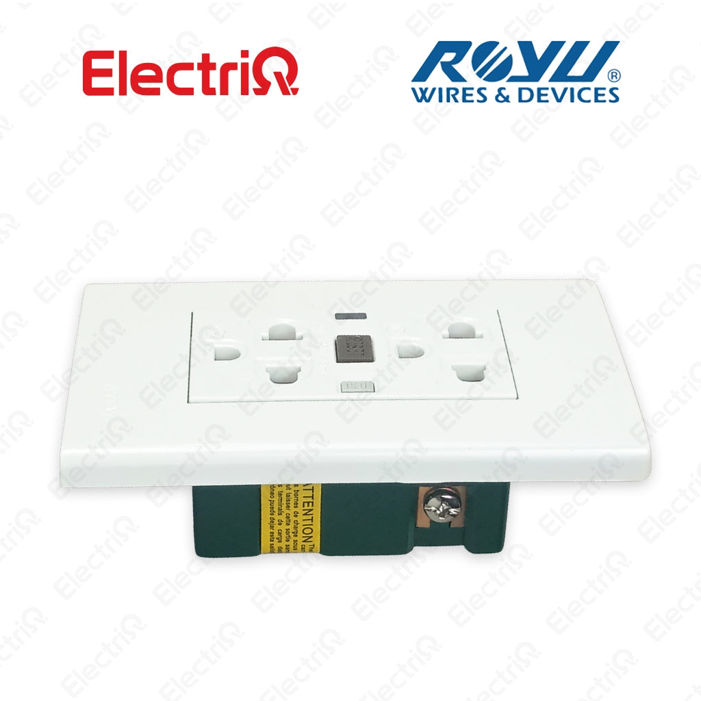 Electriq Royu Ground-Fault Circuit Interrupter 20A Duplex GFCI Outlet Set 250V Safety Outlet