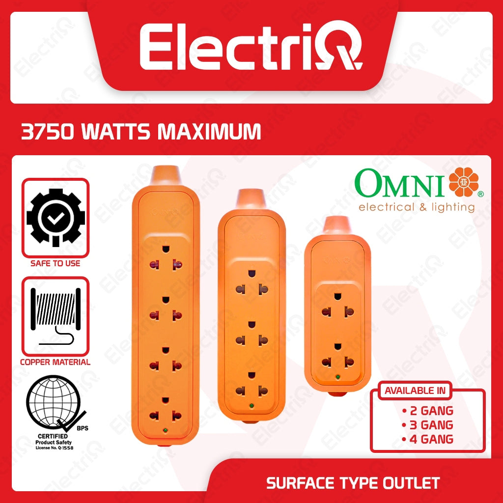 Electriq Omni Heavy Duty Surface Outlet 15A 3750W With Grounding