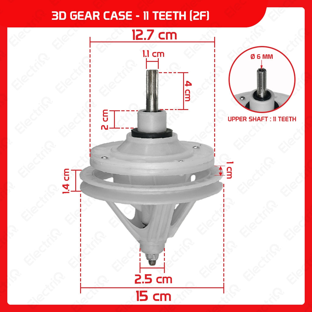Electriq Washing Machine Gear Box Gearcase Assembly Compatible for Dowell / Sharp / Eureka / Camel / Hanabishi