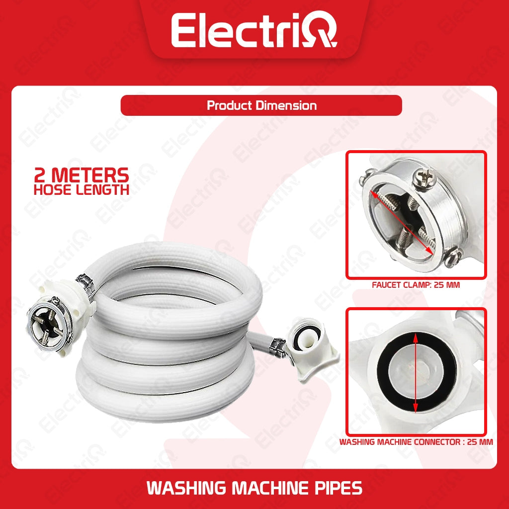 Electriq Automatic Washing Machine Water Inlet Hose 2m / 3m Rubber Pipe Replacement