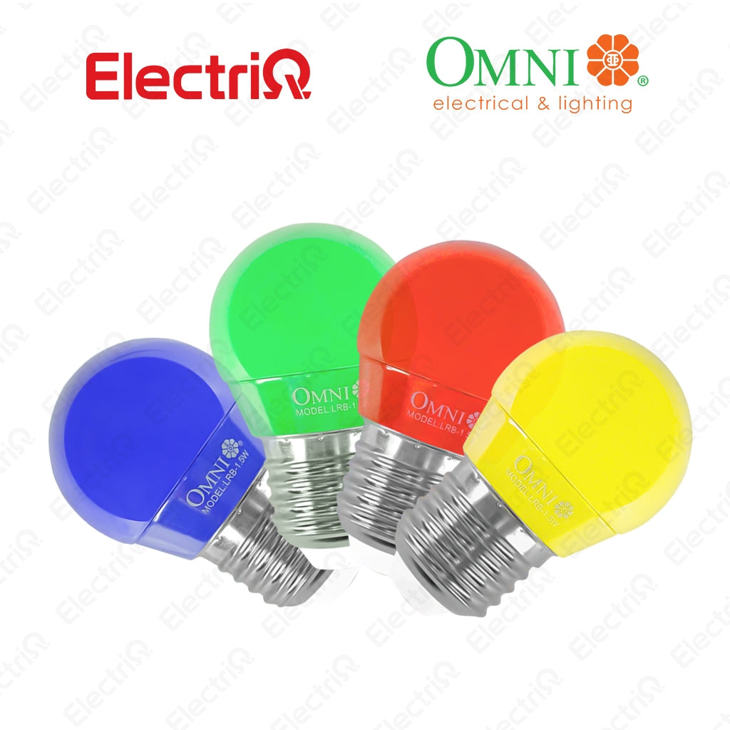 Electriq Omni Basic LED Colored Round Bulb 1.5W E27 LRB Series Energy Saving Decorative Light (Sold Per Color)