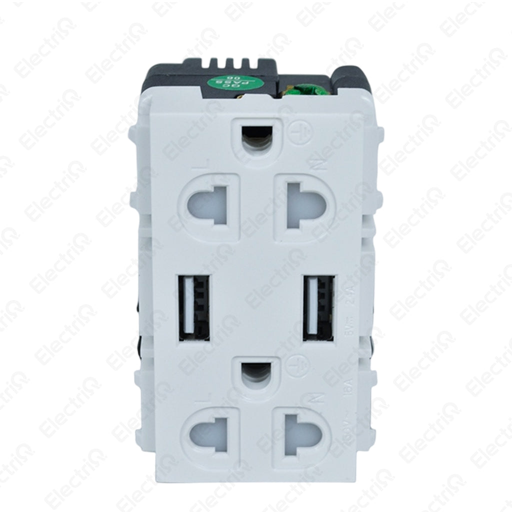 Electriq Royu Duplex Universal Outlet with 2 USB Ports Wide Series 16A 250V