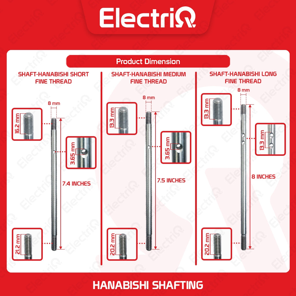 Electriq Hanabishi Shafting 8mm Full Moon Type S / M / L Electric Fan Spare Part