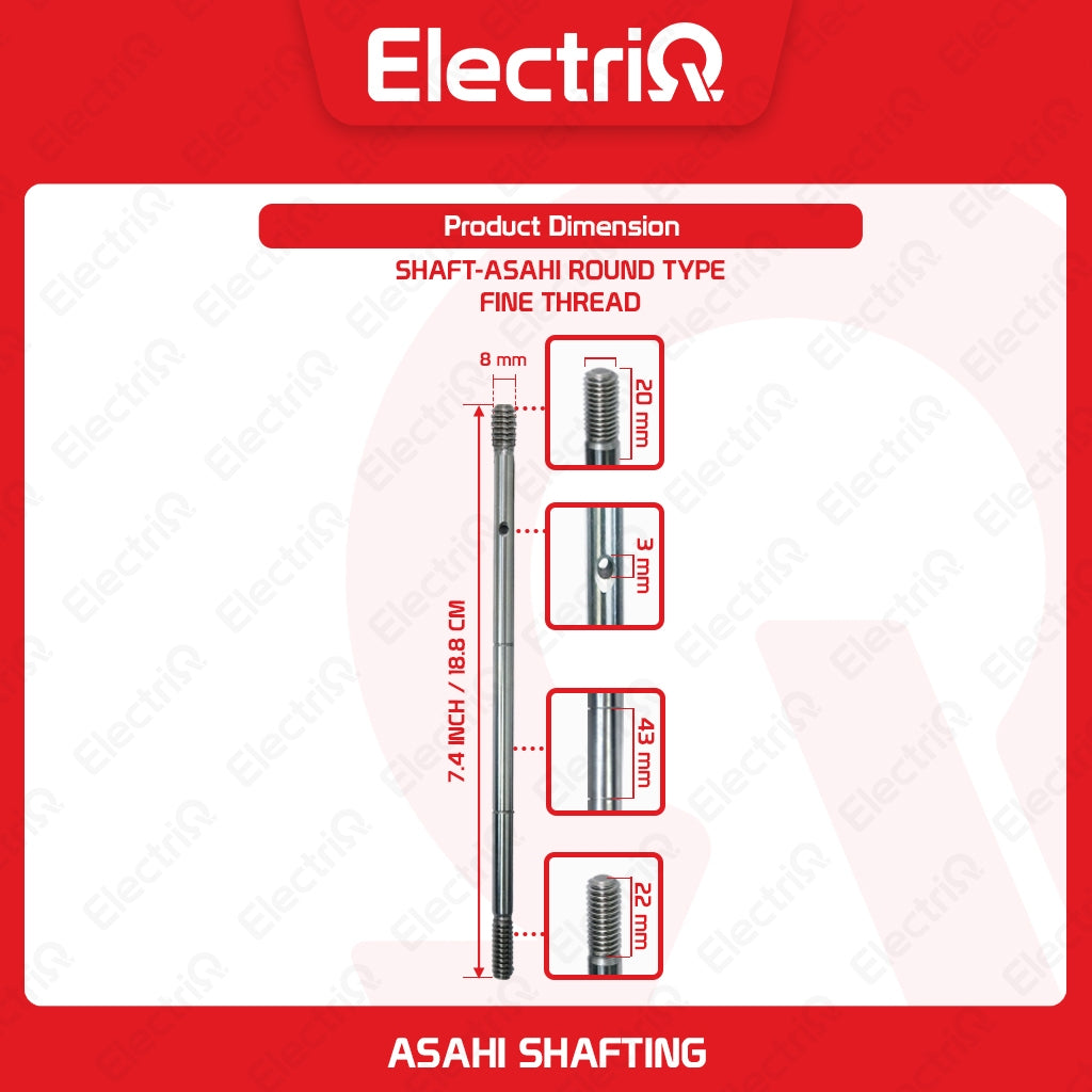 Electriq Asahi Shafting 8mm Half Moon / Round Type Electric Fan Spare Part