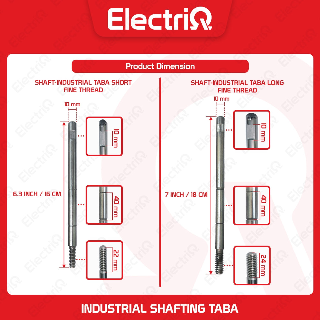 Electriq Industrial Shafting Taba 10mm 16cm / 18cm Electric Fan Replacement Shaft