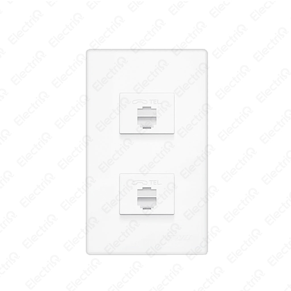 Electriq Royu 2-Gang Telephone Modular Jack 10A 250V Wall Socket