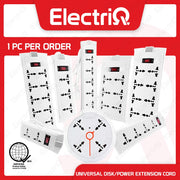 Electriq Omni Universal Disk Power Extension Cord with Switch 1.83M Heavy Duty Multi Outlet Extension