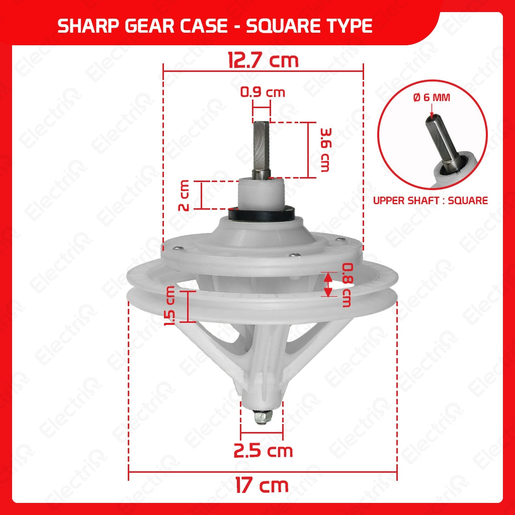Electriq Washing Machine Gear Box Gearcase Assembly Compatible for Dowell / Sharp / Eureka / Camel / Hanabishi