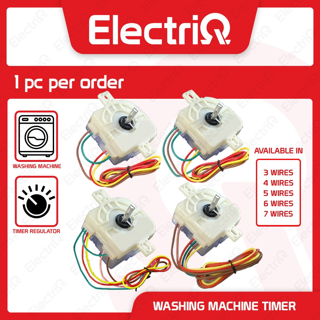 Electriq Universal Washing Machine Timer (Flat & Slant Mount, 3-4-5-6-7 Wire Type)