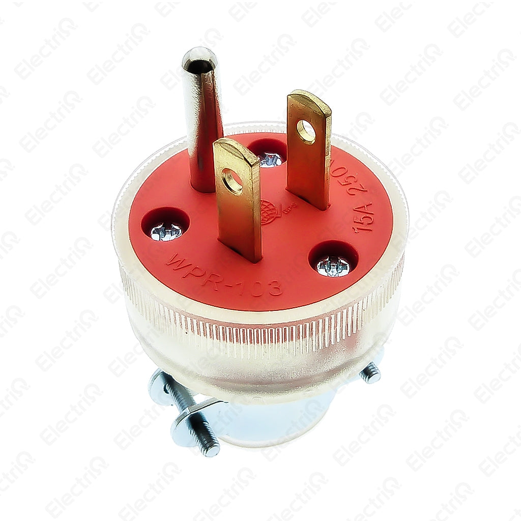 Electriq Omni Heavy Duty Parallel Plug with Grounding 15A 250V Transparent