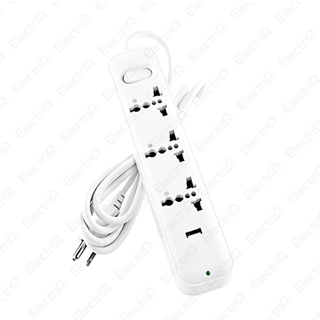 Electriq Omni Travel Power Extension Cord 3-Gang with USB 1.83M 250V Portable Extension Socket
