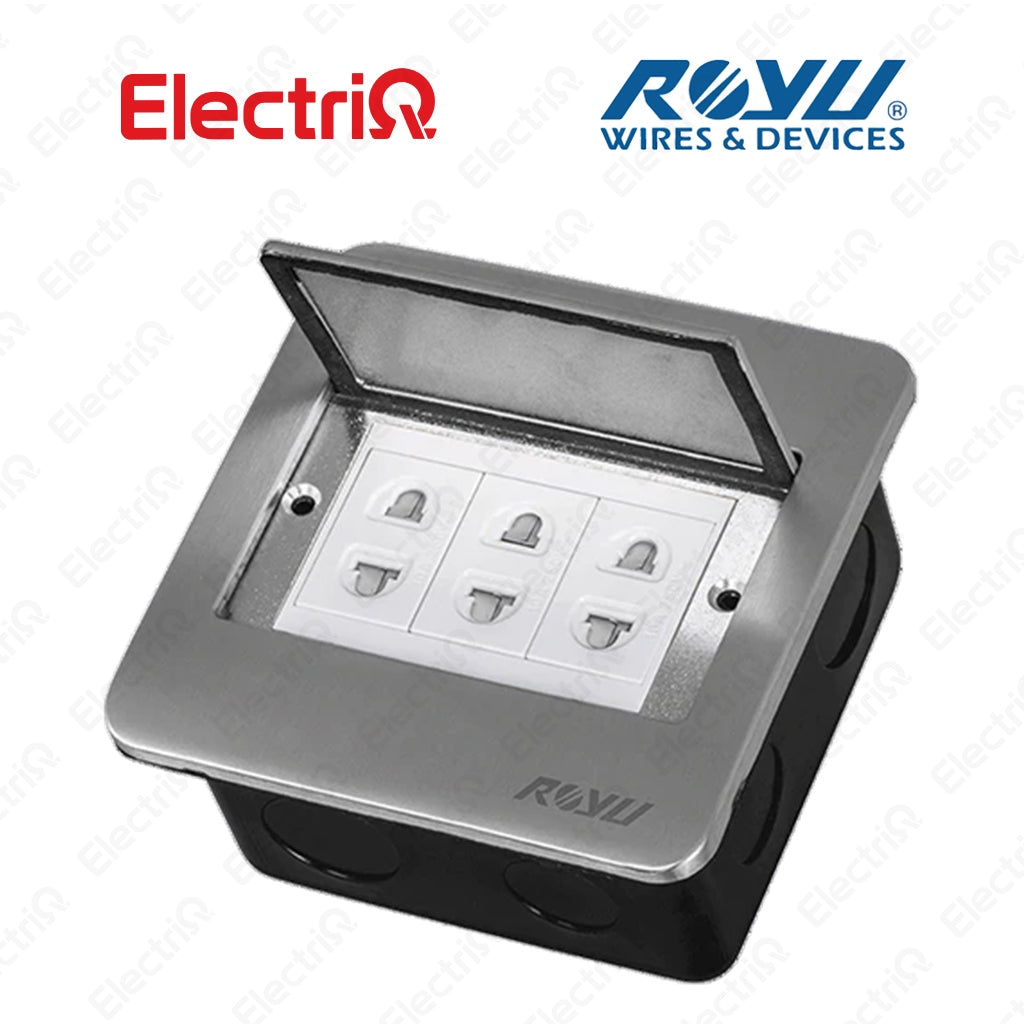 Electriq Royu Square Floor Receptacle with 2/3 Gang Duplex Universal Outlet 15A 250V Titanium/Bronze