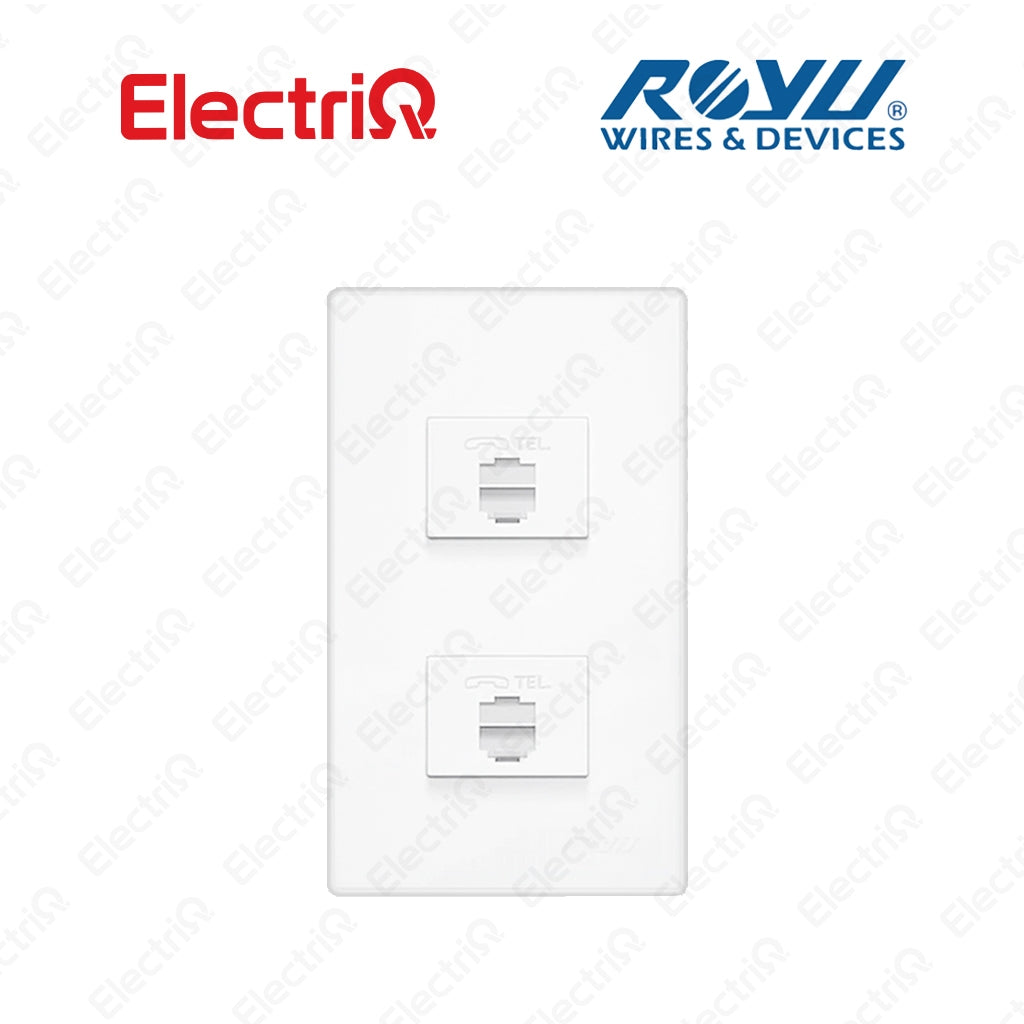 Electriq Royu 2-Gang Telephone Modular Jack 10A 250V Wall Socket