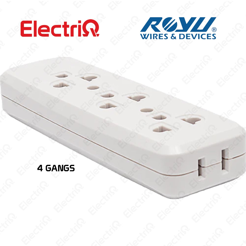 Electriq Royu Spring Loaded Convenience Surface Outlet 3/4 Gang with Ground 10A 250V