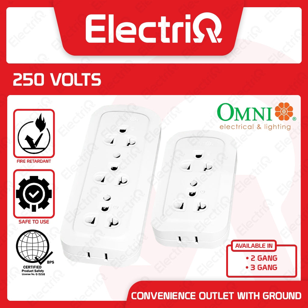 Electriq Omni Surface Convenience Outlet 2-Gang / 3-Gang 10A 250V Heavy Duty