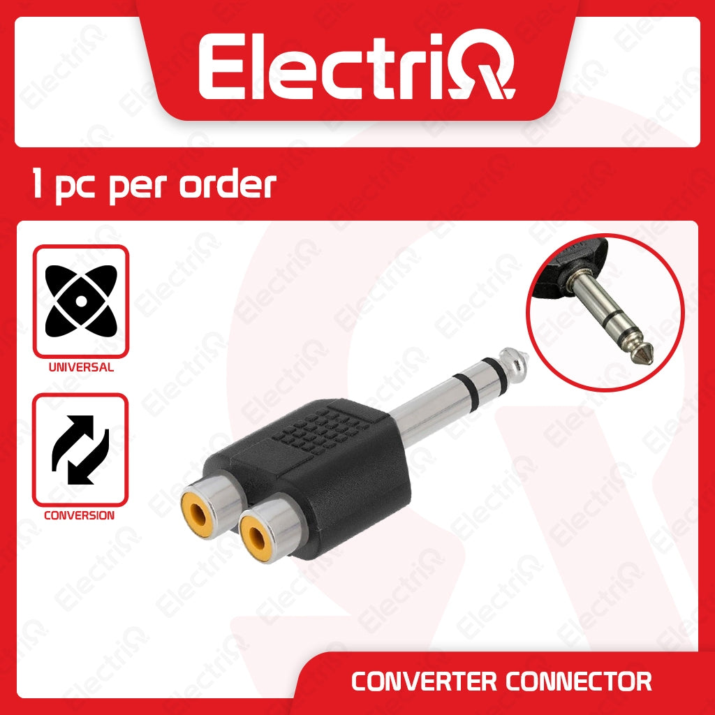 Electriq 2 Female Stereo RCA Jack to Stereo Male PL Plug Converter Connector Adapter Adaptor