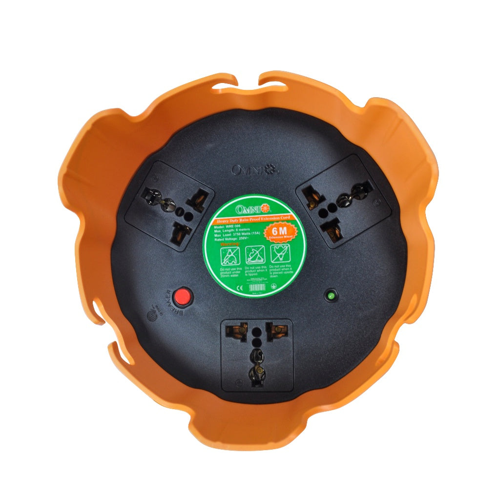 Electriq Omni Heavy Duty Rain-Proof Weatherproof Extension Cord 3-Gang 6M 15A
