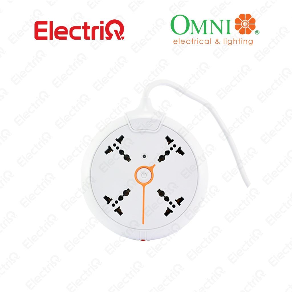 Electriq Omni Universal Disk Power Extension Cord with Switch 1.83M Heavy Duty Multi Outlet Extension