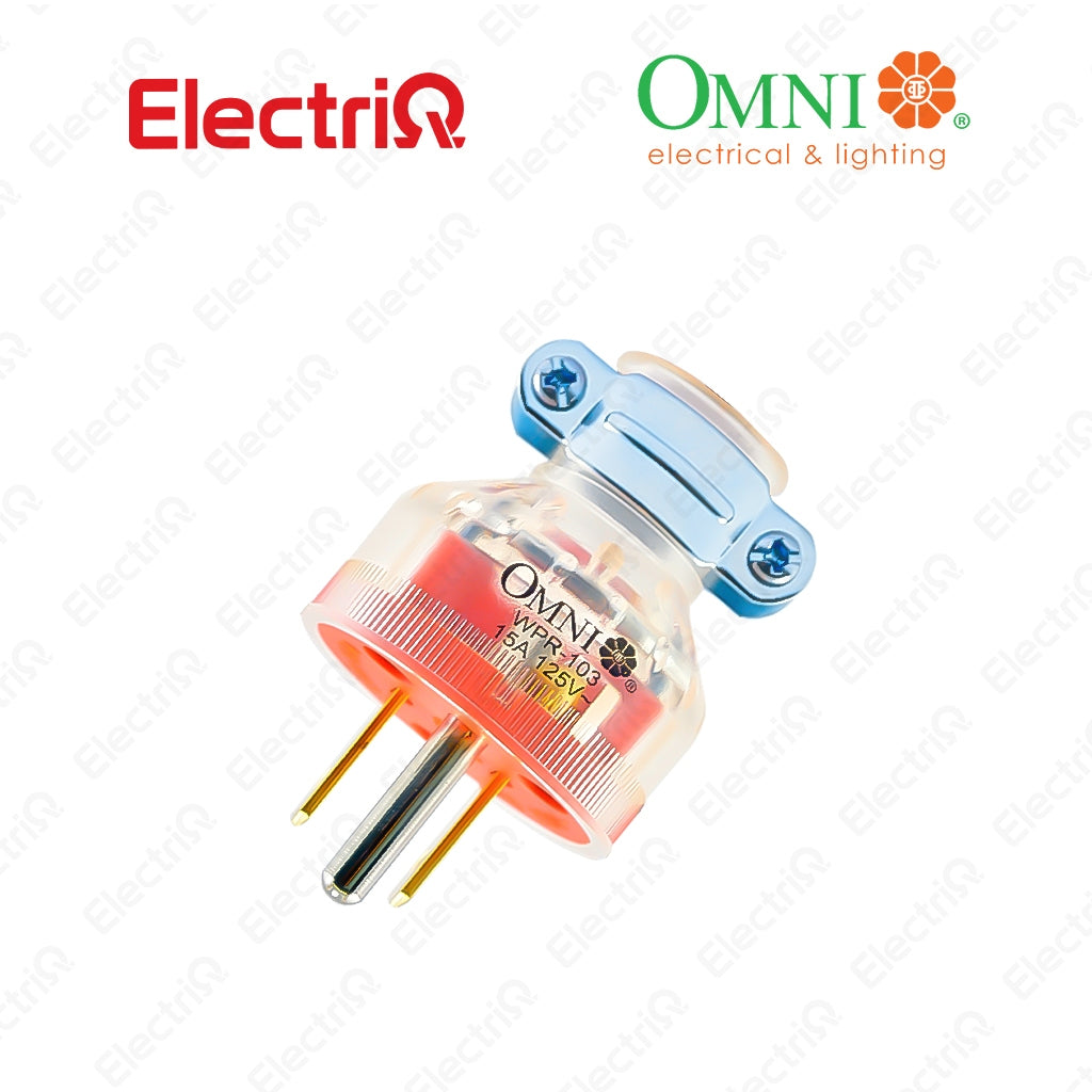 Electriq Omni Heavy Duty Parallel Plug with Grounding 15A 250V Transparent