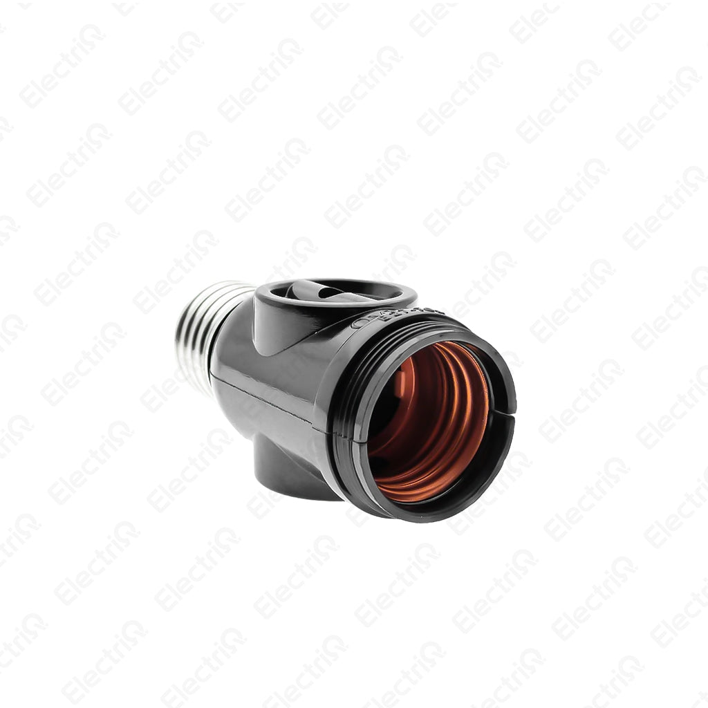 Electriq Omni Keyless Lamp Socket with 2-Gang Outlet 3A 250VAC Heavy Duty