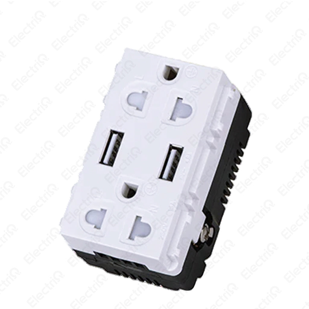 Electriq Royu Duplex Universal Outlet with 2 USB Ports Wide Series 16A 250V