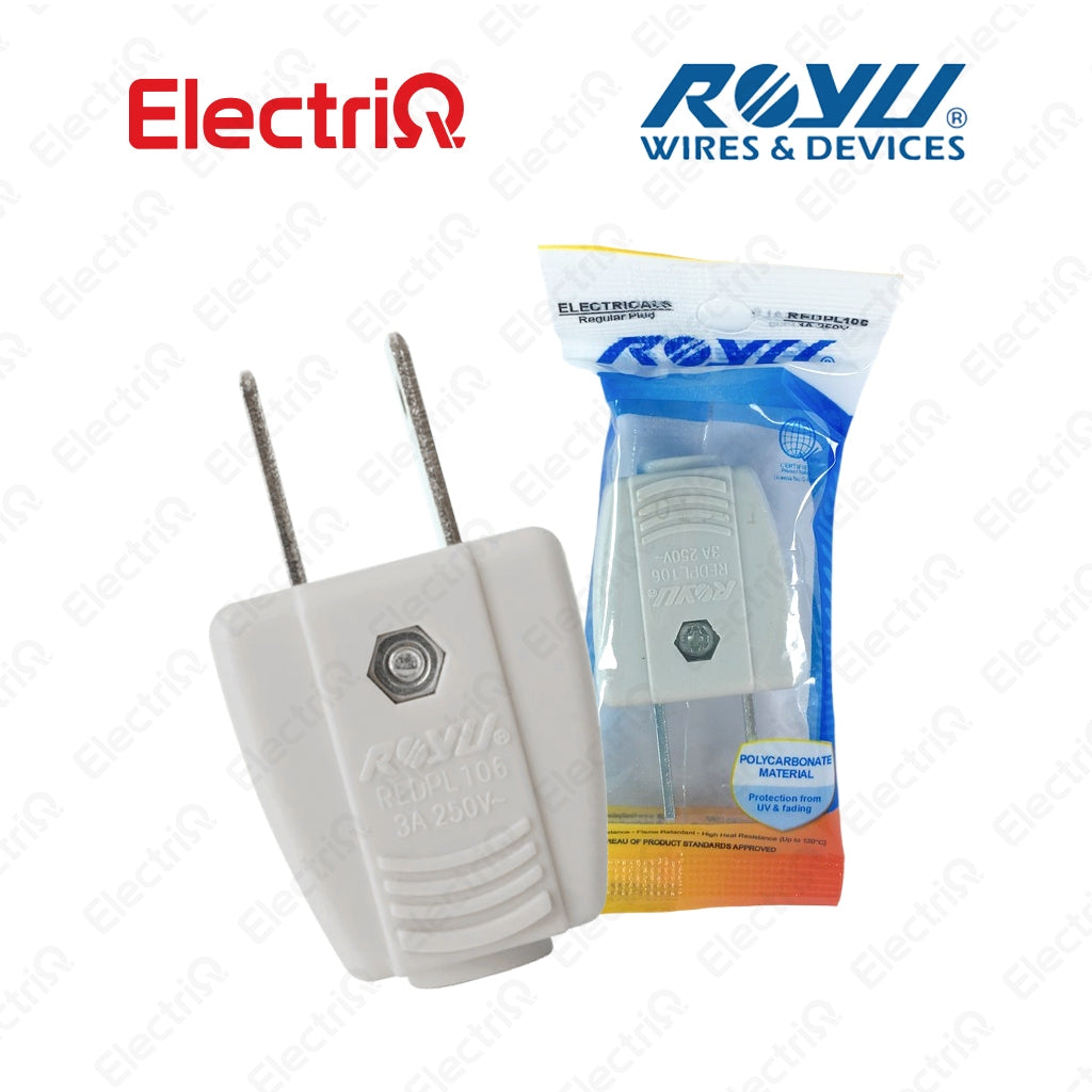 Electriq Royu Electrical Regular 3A Plug 250V Flame Retardant Plug
