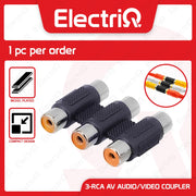 Electriq 3-RCA AV Audio Video Coupler Female to Female Adapter Nickel-Plated Connector