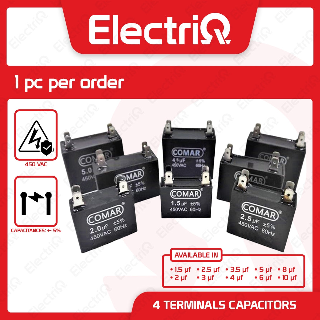 Electriq CBB61 Running Capacitor 4-Terminal 450VAC ±5% Motor Fan Capacitor