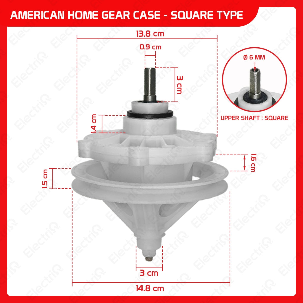 Electriq Washing Machine Gear Box Gearcase Assembly Compatible for Dowell / Sharp / Eureka / Camel / Hanabishi