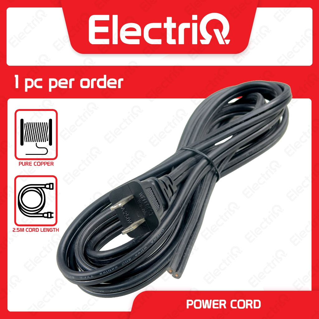 Electriq Power cord/Line cord 2.5meters Spare Parts Only