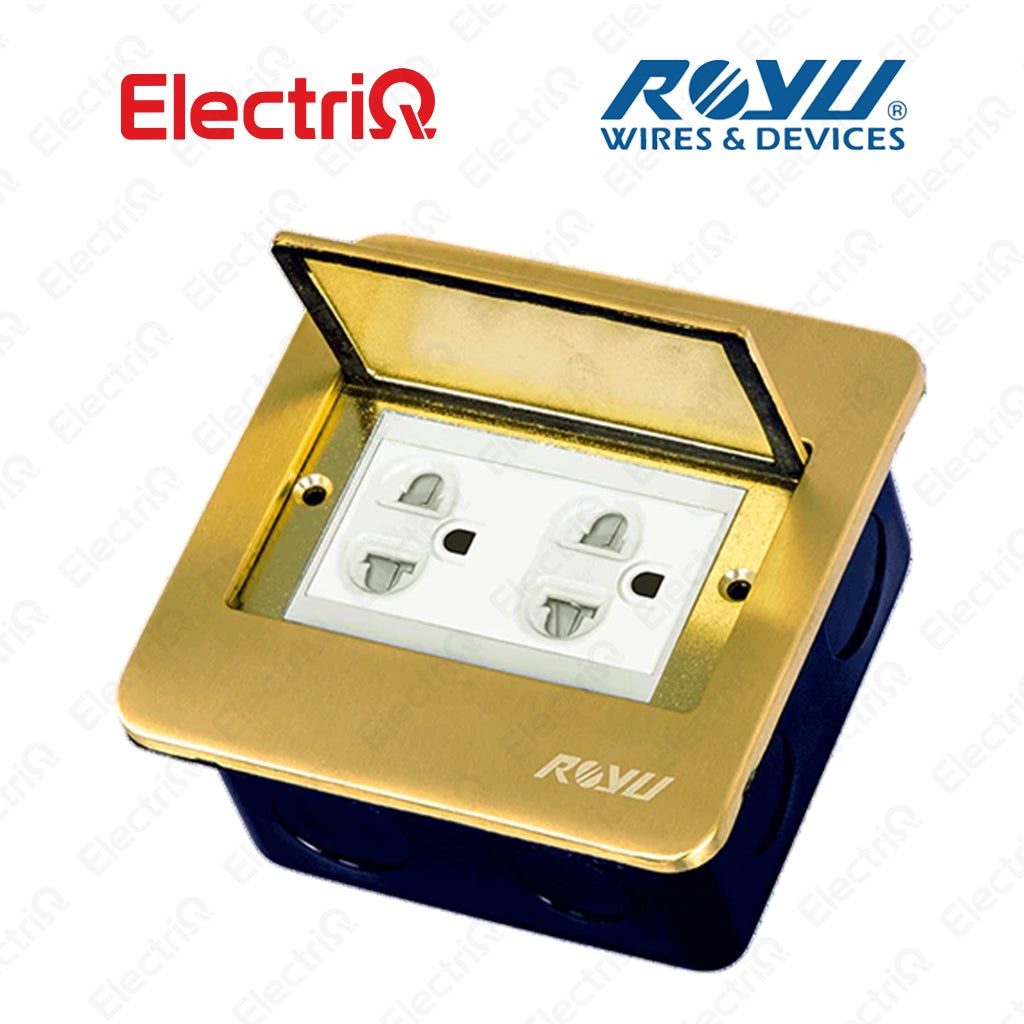 Electriq Royu Square Floor Receptacle with 2/3 Gang Duplex Universal Outlet 15A 250V Titanium/Bronze