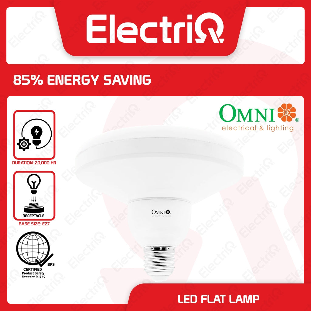 Electriq Omni Circular LED Flat Lamp 12W E27 Daylight / Warm White LFE27-12W Energy Saving LED Bulb