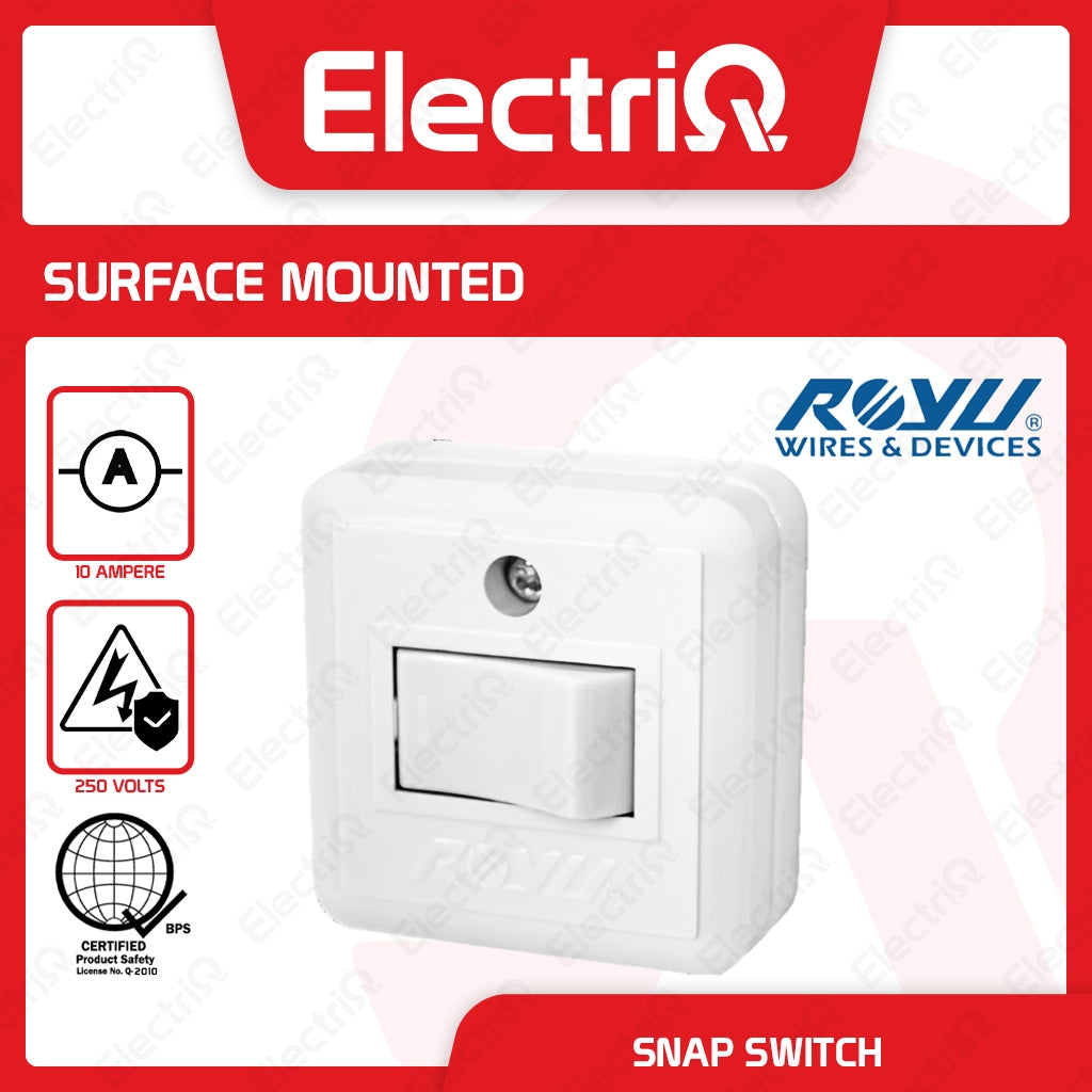 Electriq Royu Surface Mounted Snap Switch 1 Gang 10A 250V Electrical Switch