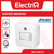 Electriq Royu Surface Mounted Snap Switch 1 Gang 10A 250V Electrical Switch