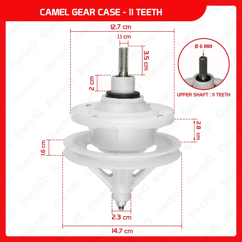 Electriq Washing Machine Gear Box Gearcase Assembly Compatible for Dowell / Sharp / Eureka / Camel / Hanabishi