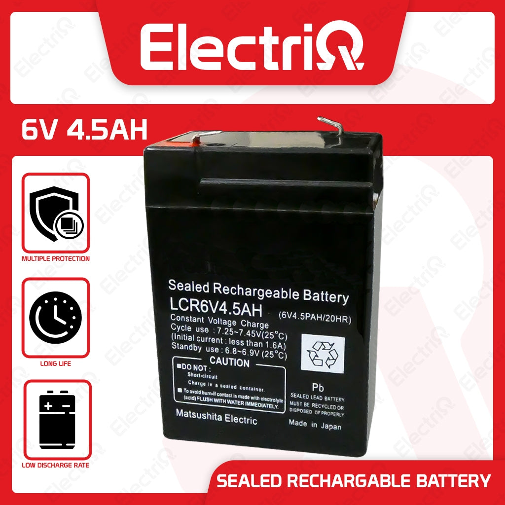 Electriq 6V 4.5Ah 6 Volts Sealed Rechargeable Battery