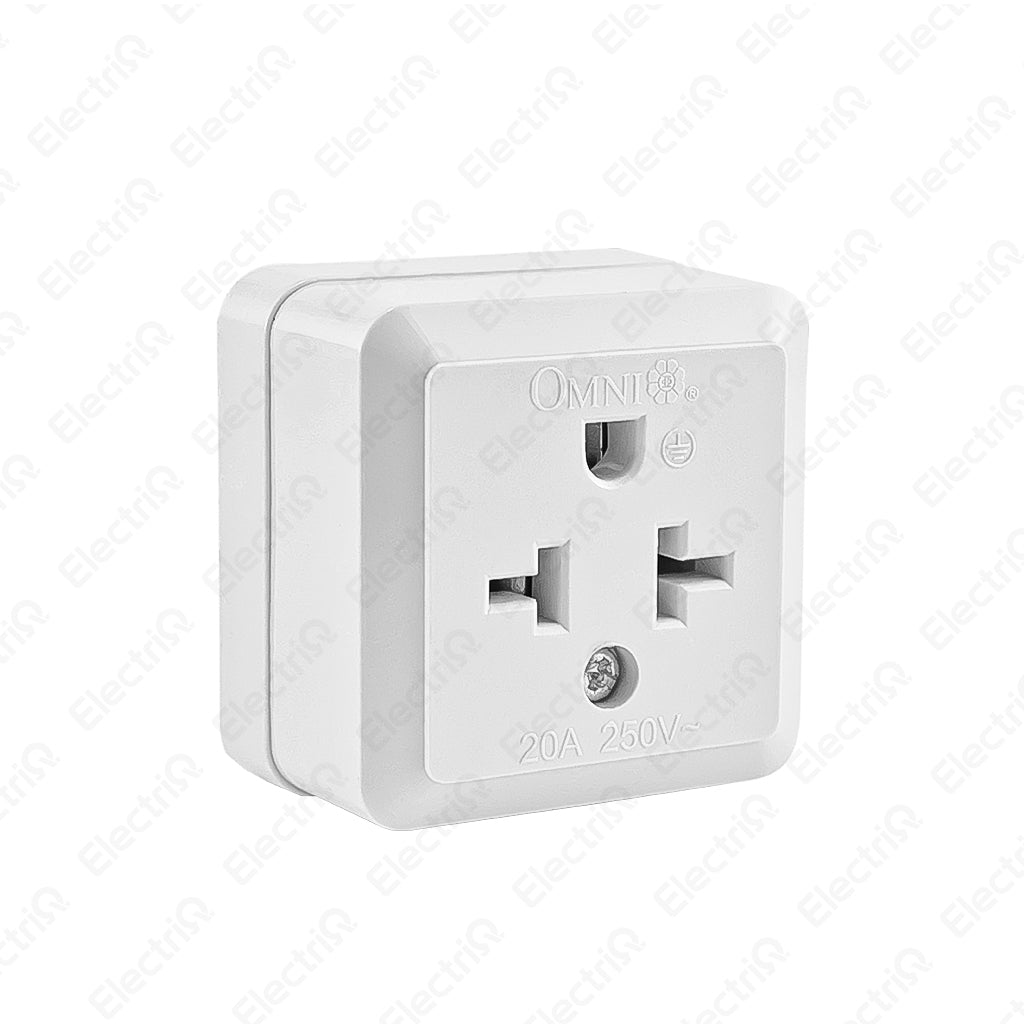 Electriq Omni Surface Single Tandem Outlet 20A 250V Heavy Duty Socket