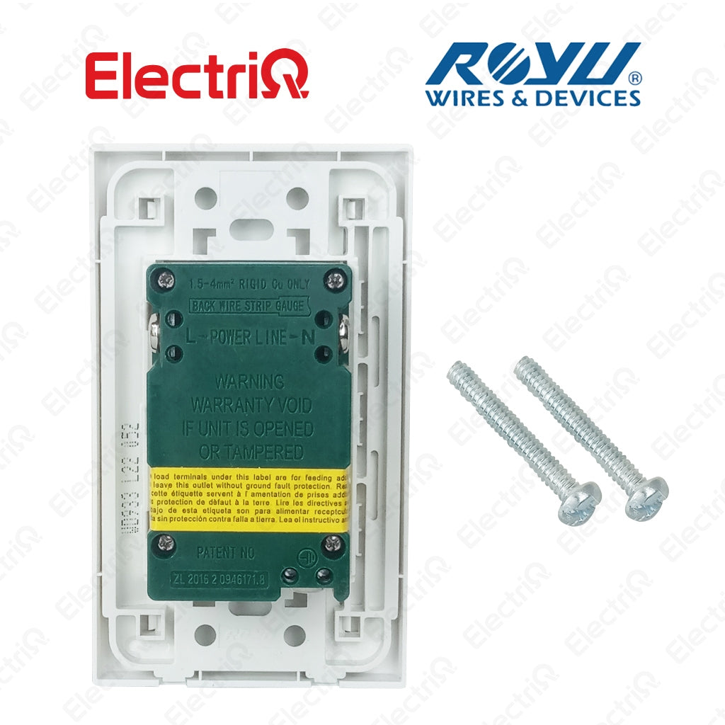 Electriq Royu Ground-Fault Circuit Interrupter 20A Duplex GFCI Outlet Set 250V Safety Outlet