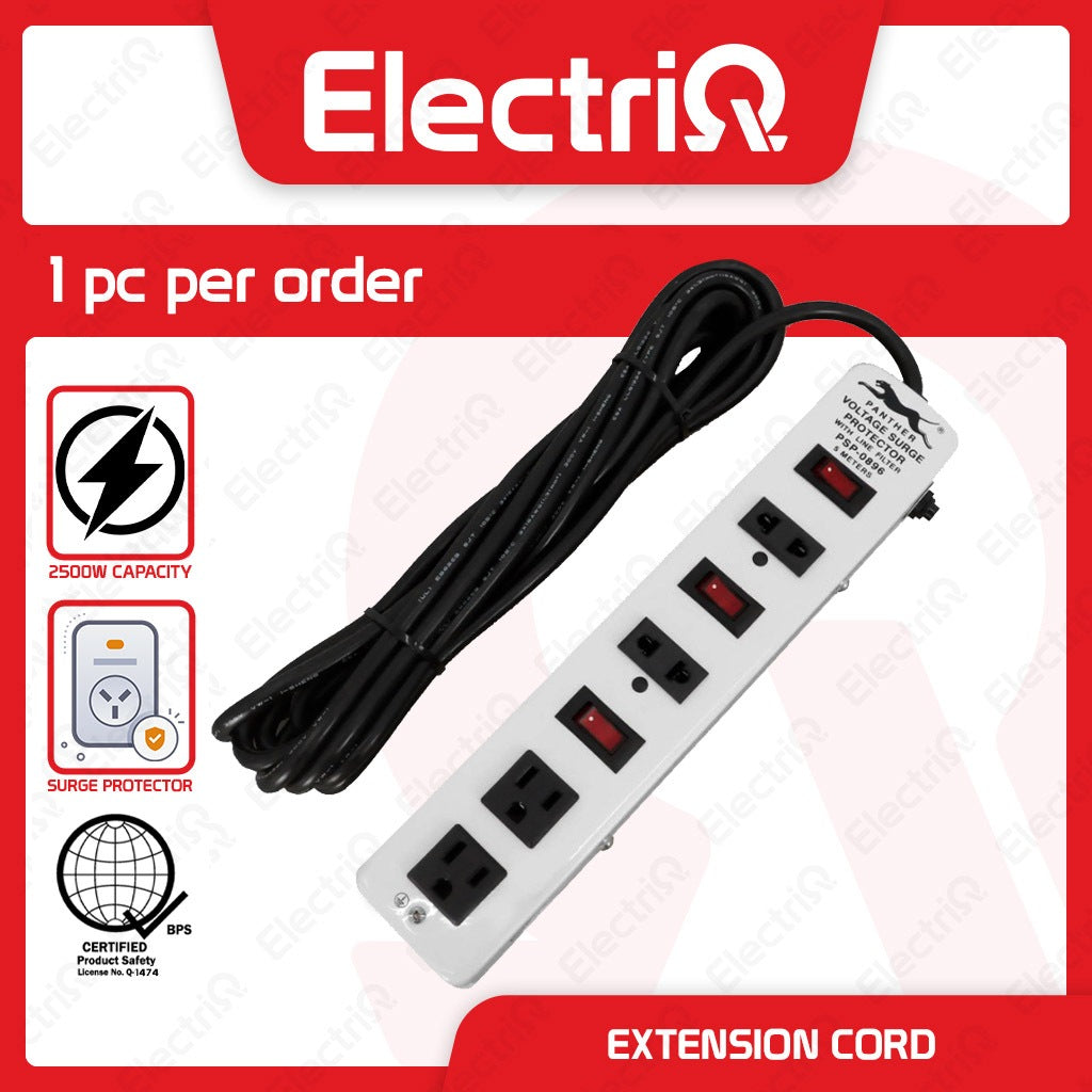 Electriq Panther 5M Extension Cord with Surge Protector & Line Filter