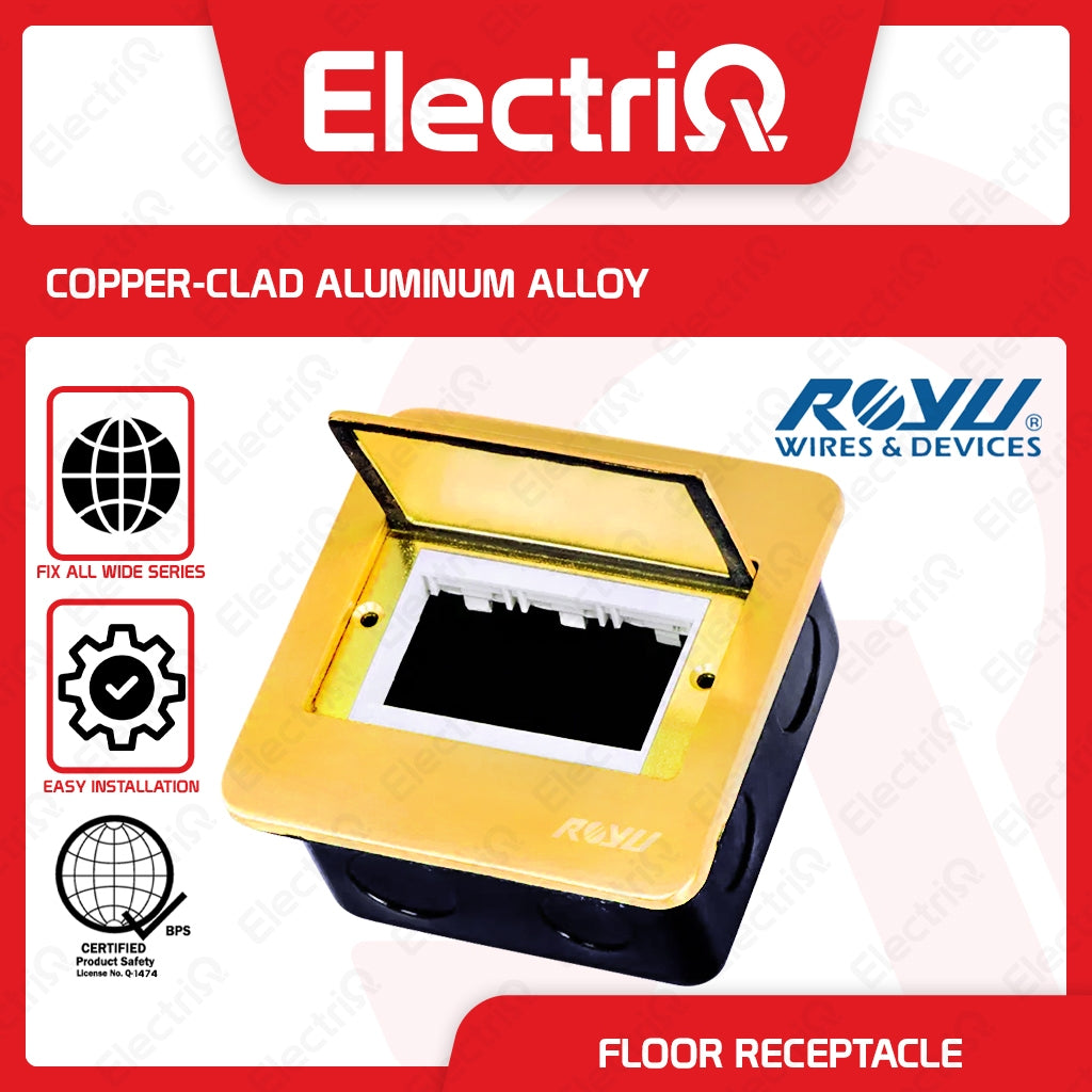 Electriq Royu Bronze Square Floor Receptacle Window Opening Bronze Fixture Only