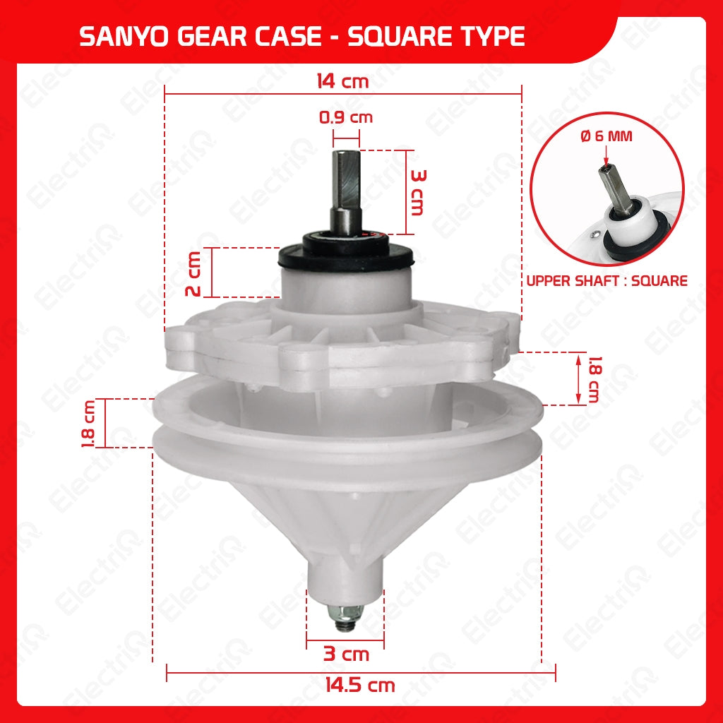 Electriq Washing Machine Gear Box Gearcase Assembly Compatible for Dowell / Sharp / Eureka / Camel / Hanabishi